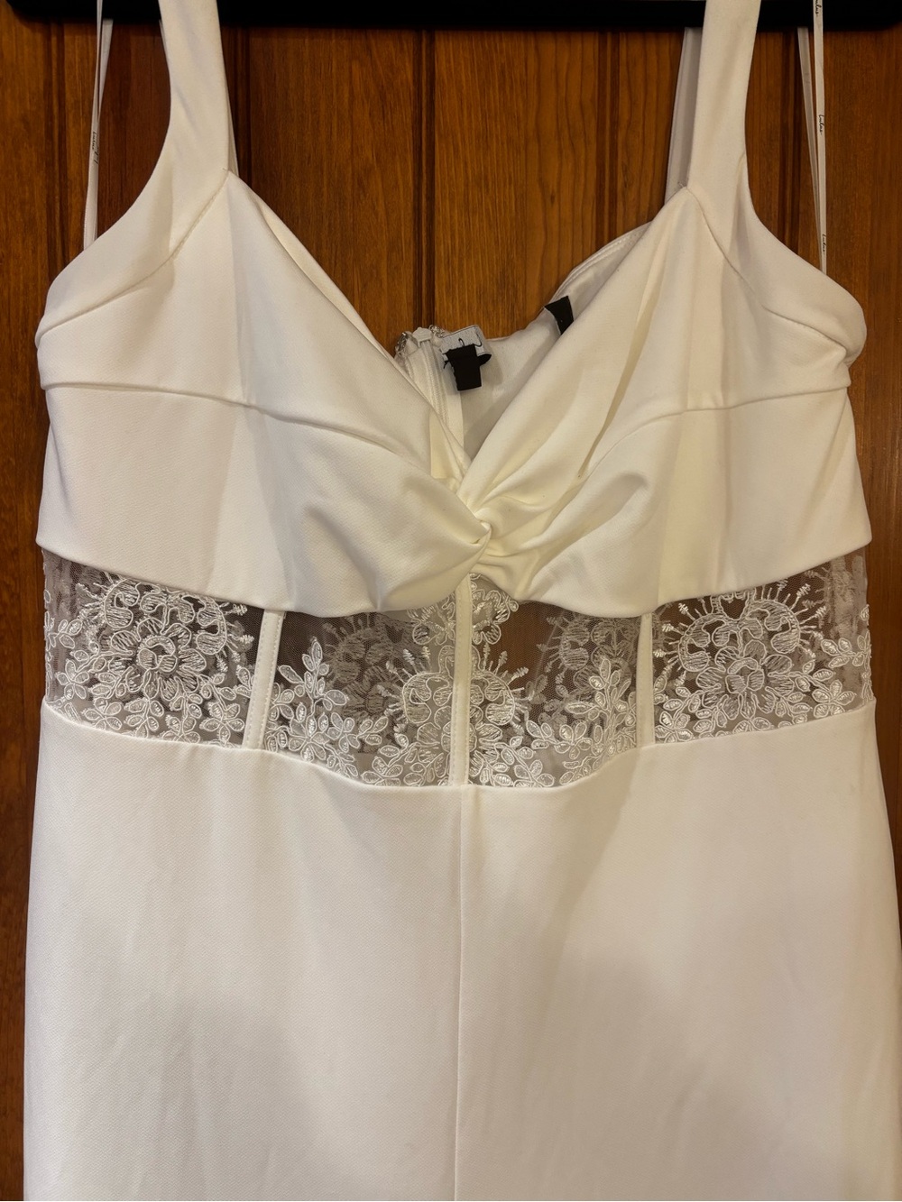 Lulu’s Adore the Feeling White Sheer Lace Bustier Twist-Front Jumpsuit - Picture 4 of 6